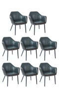 #S26 Bundle Sale, 8 PCs Dark Green Armchairs w/ Black Steel legs